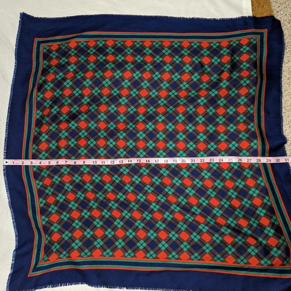 Blue Red‎ and Green Plaid Pattern Square Scarf